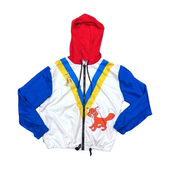 ★ Disney the Fox & the Hound (Copper & Todd) Zip Up Vintage Windbreaker ★ - Picture 1 of 7
